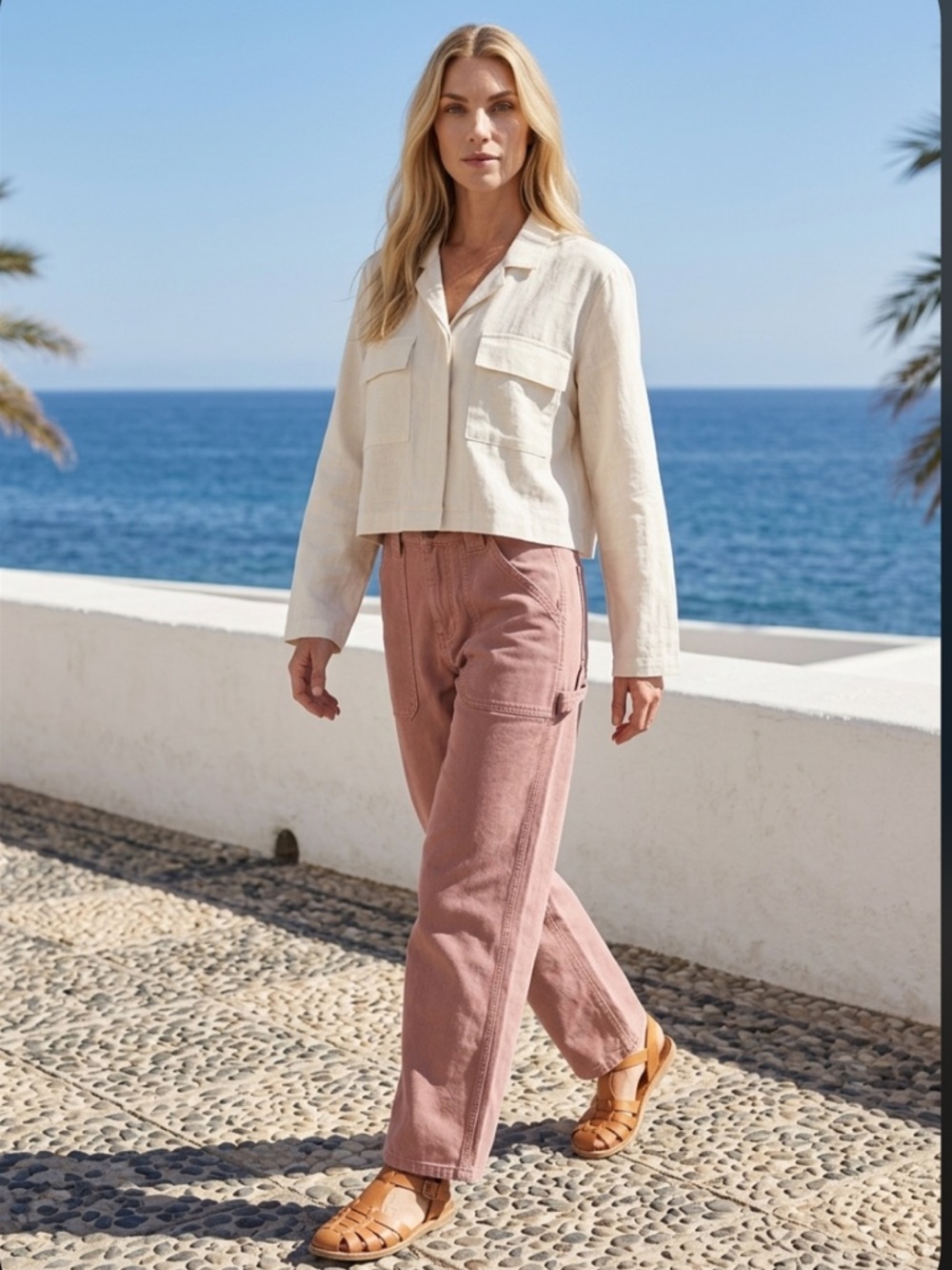 bohme Rose-Tinted Pink High-Rise Straight Jeans